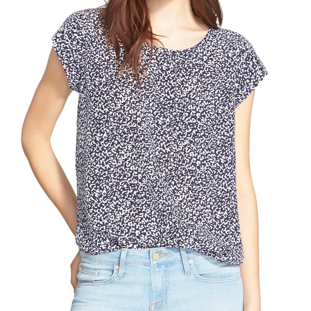 Joie Rancher Animal Print Keyhole Silk Blouse